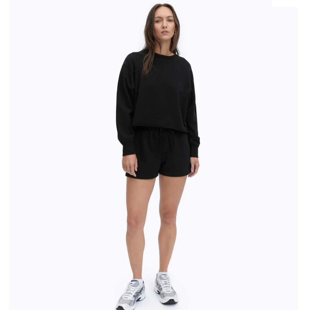 NWT Reigning Champ Lightweight Terry Cut-off Crewneck Sweatshirt Black